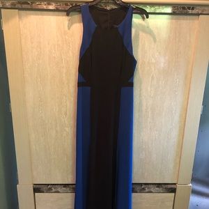 Beautiful long black & blue dress, Sz 8